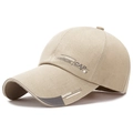 Khaki canvas baseball cap with long brim featuring sports fashion letter printing - Adjustable / Deep Beige