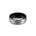 Minimalistischer Ring aus Titanstahl mit schwarzer Innenbeschichtung und gebürsteter Textur - US 7 / 6mm Schwarz & Silber Zweifarbig