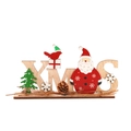 Wooden XMAS desktop ornament featuring Santa Claus, pine cones and a painted Christmas tree - Santa Style / XMAS