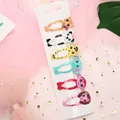 Set of 6 cute animal-shaped children's hair clips featuring leopard, panda and lion - D003 Leopard Panda Tiger