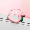 Pink apple-shaped hair clip with drip oil finish and silver metal BB clip for girls - Pink Apple