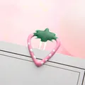 Cute pink strawberry shaped drip oil hair clip with white dots and green leaves - Pink Strawberry
