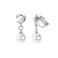 Eleganti orecchini di perle argentati con strass in stile clip per orecchie non forate - Orecchini a clip / Argento