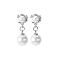 Orecchini a vento in argento con perle bianche tonde e cristalli brillanti incastonati - Stud orecchini / Argento