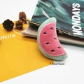 Detailed plush watermelon brooch showing seed embroidery and 7.5cm size dimension - 8# Watermelon Slice DIY Patch (Open Back)