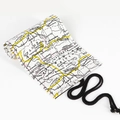 Estuche enrollable de lona con estampado de mapa vintage y cordón de cierre negro resistente - 12 Agujeros / Mapa