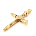Golden titanium steel cross necklace with a unique woven steel wire texture for men - Gold Cross Pendant (KP81523-K)
