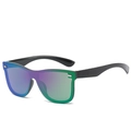 Black frame cycling sunglasses with purple and green gradient reflective lenses - Black Frame Purple Coating