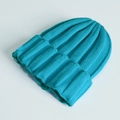 Classic sky blue knitted beanie with ribbed texture and folded cuff for kids and adults - One Size / Sky Blue
