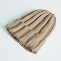 Gorro clásico beige de punto acanalado grueso y suave para niños y adultos - Talla única / Caqui