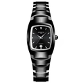 Men's stylish black quartz watch with square diamond dial and ceramic strap - Black Strap Black Dial Women's