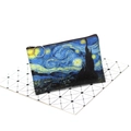 Detail of Starry Night oil painting coin purse with cross-grain texture and silver zipper - Pattern 1 (Starry Night)