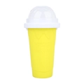 Portable yellow silicone slushy cup with white dome lid and Frozen Magic embossed text - 301-400ml / Yellow