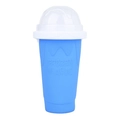 Blue silicone slushy maker cup with Frozen Magic text and white lid for cold drinks - 301-400ml / Blue