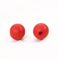 Two 16mm round red lotus wood beads with a smooth water-based paint finish - Red