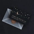 Elegant black paper thank you card with gold foil moon and star patterns and envelope - Style A-Star Moon