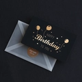 Elegant black birthday card with gold foil lettering and semi-transparent envelope set - Style B-Happy Birthday Balloon
