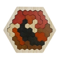 Hexagonal wooden puzzle board with multi-color blocks for children's brain development - Pine Honeycomb Large 14pcs