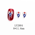 Charmants bijoux d'ongles renne 8x11,6mm avec strass bleus en goutte et rouges vifs - Style Cerf Symétrique Bleu Rouge Argent (2884) / Lot de 10