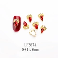 Charmants bijoux d'ongles renne en gemme rouge et bois dorés pour manucure DIY créative - Style Cerf Goutte d'Eau Rouge Or (2874) / Lot de 10
