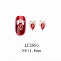 Détails de bijoux d'ongles bois de renne avec pierre rouge et cristal, taille 8x11,6 mm - Style Cerf Strass Rouge Argent (2886) / Lot de 10