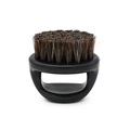 Black round handle ring brush with dense boar bristles for beard grooming and styling - Black Bristles / Black