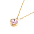 Minimalist gold necklace featuring a 13mm square pink zircon pendant for women - Pink (KN84662-GC)