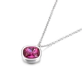 Collier minimaliste en argent avec un pendentif en zircon rouge rose de 13mm - Bordeaux