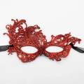 Elegant red lace masquerade mask with black satin ribbons for party costume - Bronzing Red Large Phoenix (4238591113721)