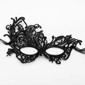 Elegante schwarze Spitzenmaske mit filigranen Mustern und Satinbändern für Partys - Bronzierter Schwarzer Großer Phönix (4238591113723)
