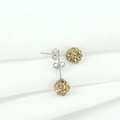 Sparkling yellow Shamballa disco ball stud earrings made of 925 sterling silver - 8mm / 925 Silver Backs / Champagne Rhinestone