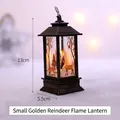 Golden Christmas flame lantern with reindeer silhouette, 13cm height vintage festive lamp - Elk / Gold