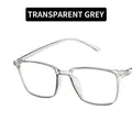Square transparent gray eyewear frame with minimalist retro full-rim design - Smoke Gray