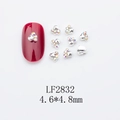 Macro view of shell nail charms set with silver base and crystal rhinestones 4.6x4.8mm - Silver Colorful Rhinestone Style (LF2832)