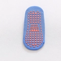 Blue knit non-slip toddler sock with orange rubber grip dots on white background - 1-4 Years / Medium Blue & White