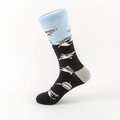 Chaussettes en coton streetwear noir et bleu clair avec motif de requin stylisé - EU 40-46 / Motif Banc de Requins (Bleu/Noir)