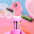 Pink multi-color dinosaur ballpoint pen with retractable 0.5mm 6-color ink refills - Pink Dinosaur