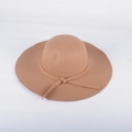 Chapeau élégant en feutre de laine à bord large pour femme en kaki avec ruban décoratif - M (56-58cm) / Chameau