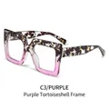 Square blue light blocking glasses with purple floral pattern and transparent finish - Floral and Purple