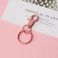 Pink metal lobster clasp with key ring featuring a stylish matte lacquer finish - Deep Pink