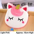 Pink and white plush unicorn coin purse with golden horn and closed eyelash design - Approx. 10cm / Light Pink