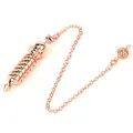 Elegant rose gold metal pendulum necklace with tiered cylindrical design and hollow sphere charm - Rose Gold