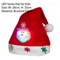Glow-in-the-dark kids Christmas hat with Santa Claus applique and colorful sequins - LED Cartoon Santa Claus Brushed Hat for Kids