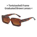 Gafas de sol rectangulares de carey con lentes degradadas color té y estilo retro chic - Montura de Carey Lente Té