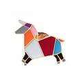 Pin's lama origami géométrique avec rayures colorées et placage en métal doré - Alpaga - Style 4