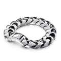 Poliertes Herrenarmband aus Edelstahl mit Drachenknochengliedern und Klappverschluss - A-Stil Kiel Design (KB112527-BD) / 19cm / Stahlfarben