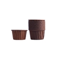 Macro detail of dark brown greaseproof muffin liners with pleated edges for baking - Coffee
