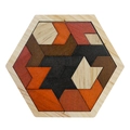 Hexagonal wooden tangram puzzle with colorful geometric blocks for cognitive skills - Triangle Puzzle (Pine) 16pcs