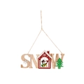 Wooden SNOW wall sign with snowman house and Christmas tree holiday decoration - Snowman Style Wooden Sign (SNOW)