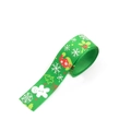 Green Christmas grosgrain ribbon with festive gingerbread man and snowflake prints - 2.5cm Green Gingerbread Man Tree Ribbon (1 Yard)